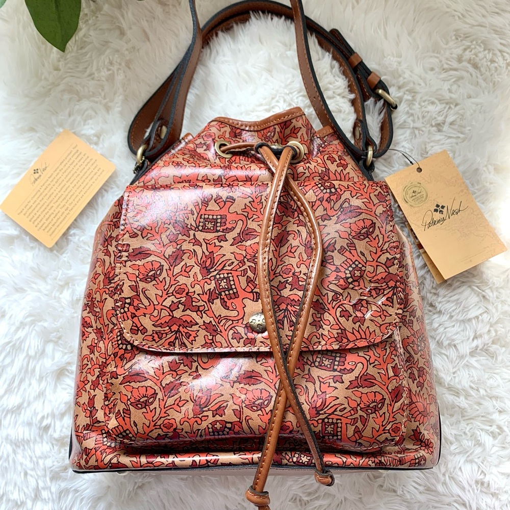NWT Patricia Nash Sabina Boho India Leather Drawstring Bag